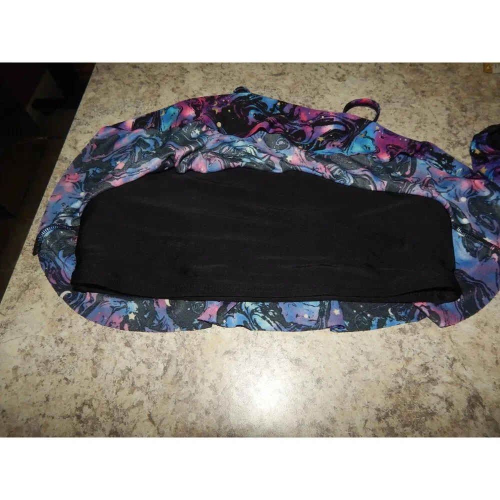 More Than Magic girls large 10/12 black purple cosmic star galaxy 2pc bikini